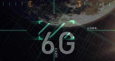 Projecting 6G Hologram HUD Over Earth with Neon Teal Grid and Orbit Telemetry