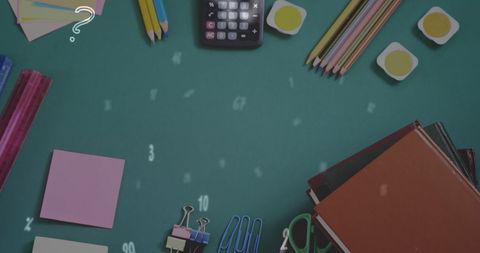 Assorted School Supplies on Green Table for Classroom Creativity - Download Free Stock Images Pikwizard.com