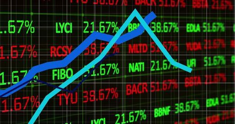 Digital Financial Market Chart with Rising and Falling Trends