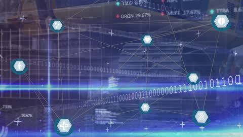 Global Financial Economy with Digital Data Interface and Medical Icons