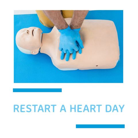 man practicing cpr on dummy for restart a heart day - Download Free Stock Templates Pikwizard.com