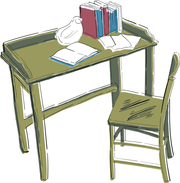 Transparent Digital PNG Illustration of Desk with Books Portrait on Transparent Background - Download Free Stock Videos Pikwizard.com