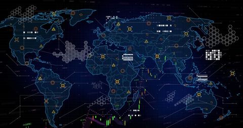 Global Data Network Overlay on World Map - Download Free Stock Images Pikwizard.com