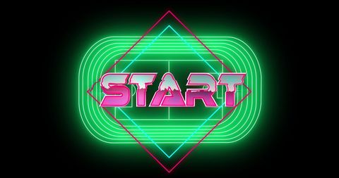 Bright Neon Start Text with Futuristic Design