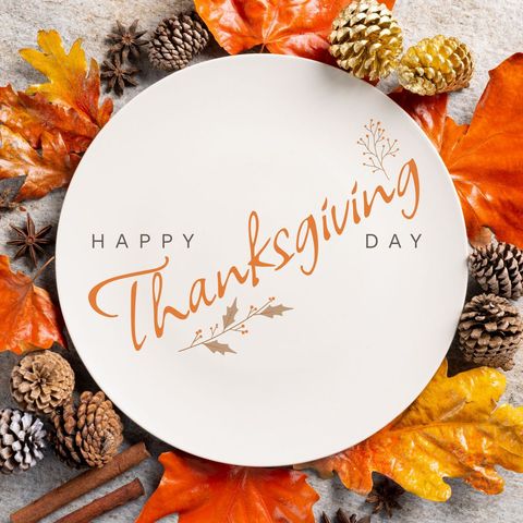 thanksgiving greeting with autumn leaves and pine cones - Download Free Stock Templates Pikwizard.com