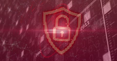 Cybersecurity Symbol Overlaying Digital Financial Data