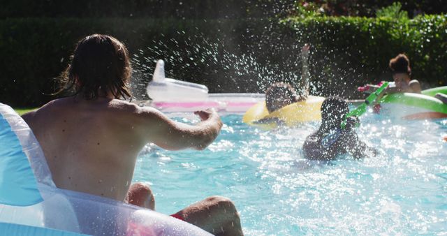 Friends Enjoying Summer Pool Party Splashing Water - Download Free Stock Images Pikwizard.com