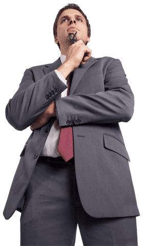 transparent thinking businessman holding glasses contemplative pose - Download Free Stock Videos Pikwizard.com