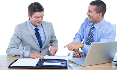 Transparent Businessmen Collaborating at Office Wooden Desk - Download Free Stock Videos Pikwizard.com