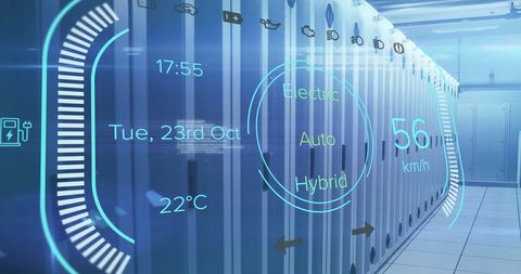 Digital data overalay on servers: electric vehicle technological concept