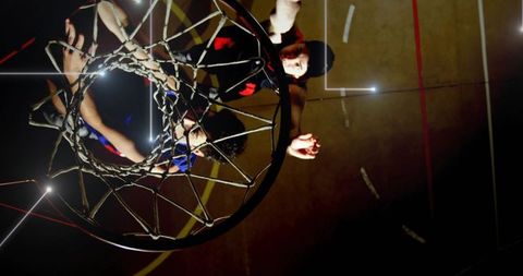 Basketball Players Jump Catch Ball in Dynamic Action