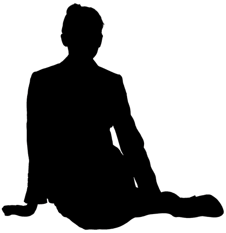 Silhouette of businesswoman sitting on transparent background