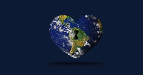 Heart Shaped Earth with Keyhole Concept on Dark Background - Download Free Stock Images Pikwizard.com