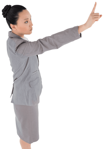 Asian Businesswoman Pointing Transparent Background Business Concept