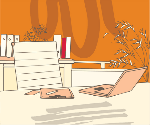 Transparent Desk Workspace with Laptop and Notes Illustration - Download Free Stock Videos Pikwizard.com