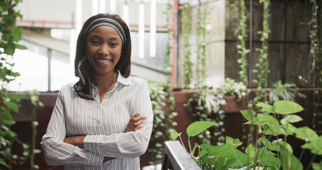 Confident African American Woman in Office Atrium - Download Free Stock Images Pikwizard.com