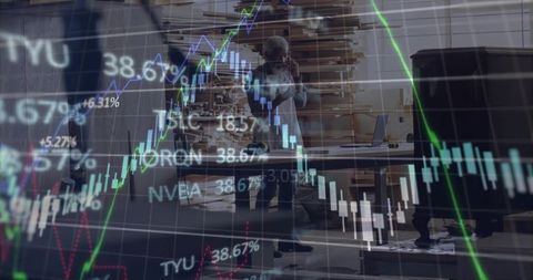 Man Balancing Stock Review in Woodshop, Combining Finance and Craftsmanship