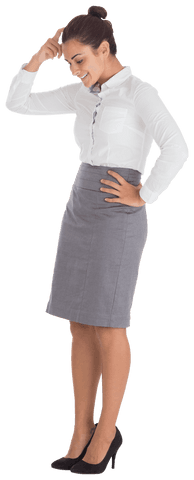 transparent businesswoman thinking, gray skirt, white blouse - Download Free Stock Videos Pikwizard.com