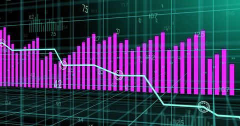 Pink Graph and Data Analysis on 3D Grid for Financial Trends - Download Free Stock Images Pikwizard.com