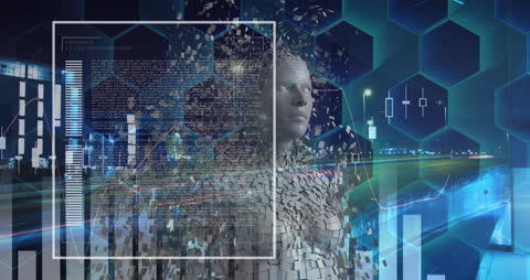 Digital Human with Futuristic Technology Overlay