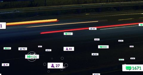 Digital social media engagement over fast cityscape