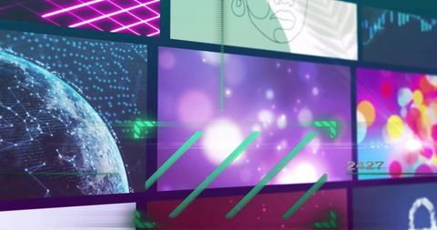 Digital interface with data visuals and technology elements