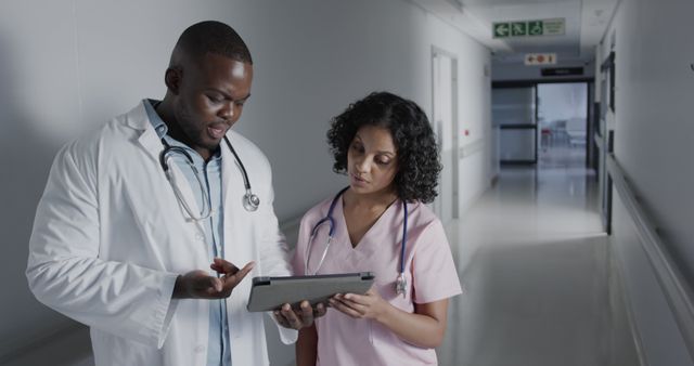 Healthcare Professionals Discussing Medical Records in Hospital Hallway - Download Free Stock Images Pikwizard.com