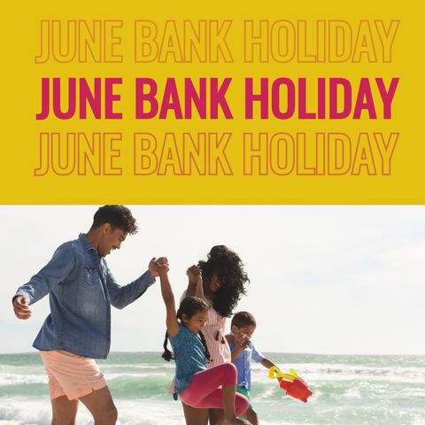 Joyful Family Celebrating June Bank Holiday at Beach