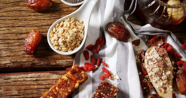 Healthy Snack Arrangement with Dates, Granola, and Honey - Download Free Stock Images Pikwizard.com