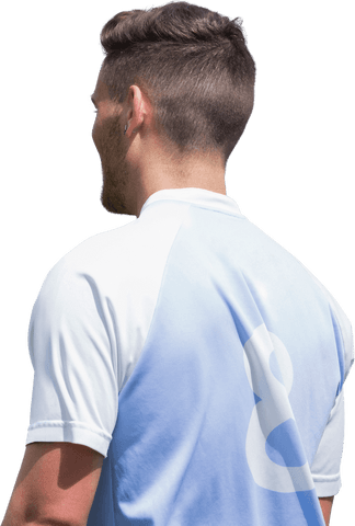 Caucasian Male Football Player in Profile on Transparent Background