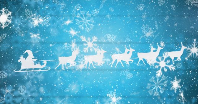 Santa Claus Silhouette with Reindeer Flying in Winter Sky - Download Free Stock Images Pikwizard.com