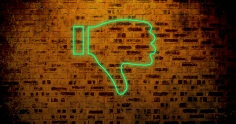 Neon Thumbs Down Icon on Urban Brick Background - Download Free Stock Images Pikwizard.com
