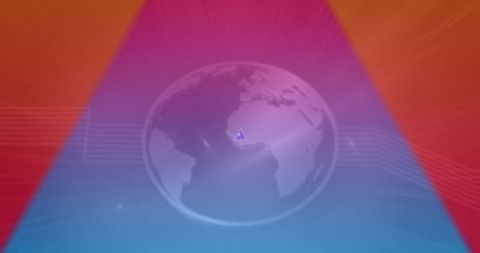Digital interface with rotating triangles and earth