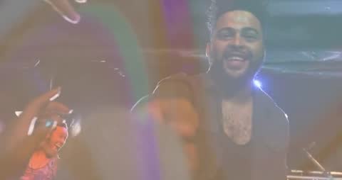 Energetic Stage Performance with Dynamic Effects and Audience Interaction