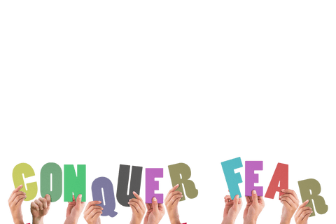 hands holding colorful transparent letters saying 'conquer fear' - Download Free Stock Videos Pikwizard.com