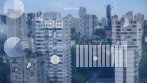 Interactive Infographics Overlay with Urban Skyline