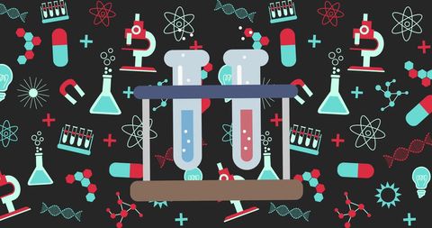 Colorful science and chemistry laboratory pictograms