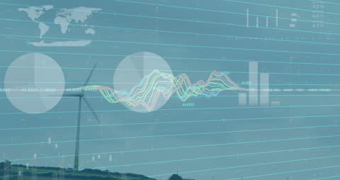 Financial Data and Wind Turbine Integration Symbolizes Energy Sector Analytics