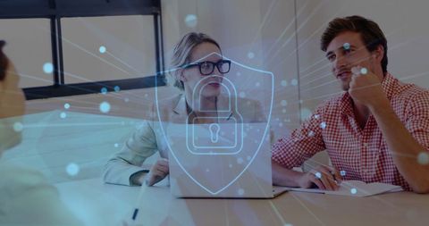 Cyber Security Concept with Business Professionals in Office