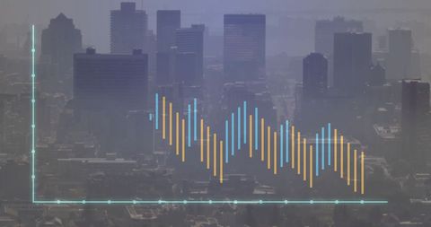 financial data analysis overlaying urban cityscape background - Download Free Stock Images Pikwizard.com