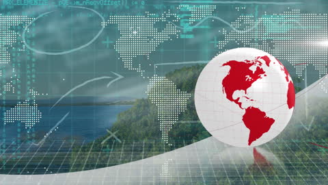 Digital Globe Animation Over World Map with Data Context