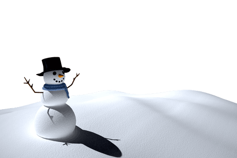 Charming Snowman in Winter Landscape on Transparent Background