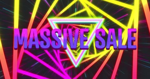Bright neon massive sale retro design banner