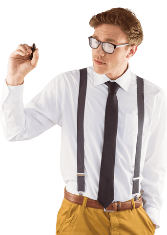 transparent geeky businessman writing with marker pen - Download Free Stock Videos Pikwizard.com