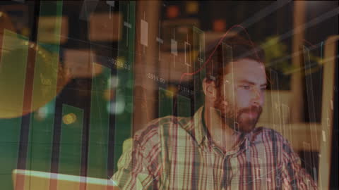 Businessman Analyzing Complex Financial Data on Computer