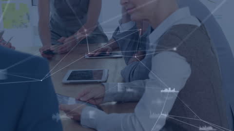 Businesspeople Collaborating with Digital Connections Overlay