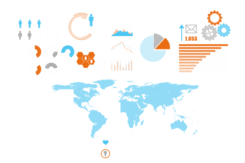 Transparent World Map with Graphs Digital Infographic Vector - Download Free Stock Videos Pikwizard.com