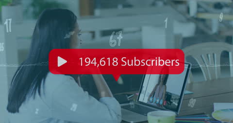 Woman Engaged in a Conference Call with Subscribers Overlay