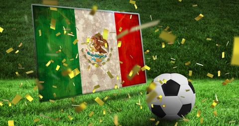 Celebratory Soccer Concept with Mexican Flag & Football