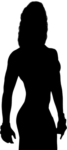 Silhouette of fit woman posing on transparent background